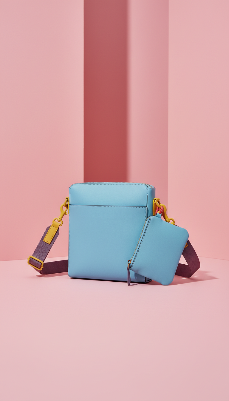 Two-Tone Canvas Crossbody with Gold Hardware