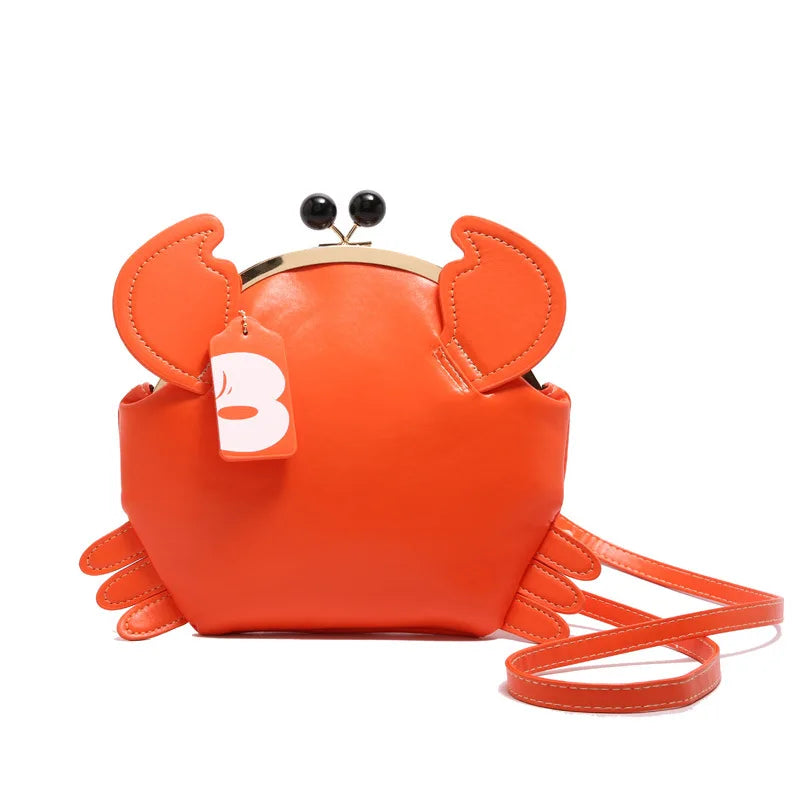 Cartoon Crab Shape Handbag with Crab Coin Purse Crossbody Bag Crayfish Shells Clip Purse Detachable Shoulder Bag Women's Satchel