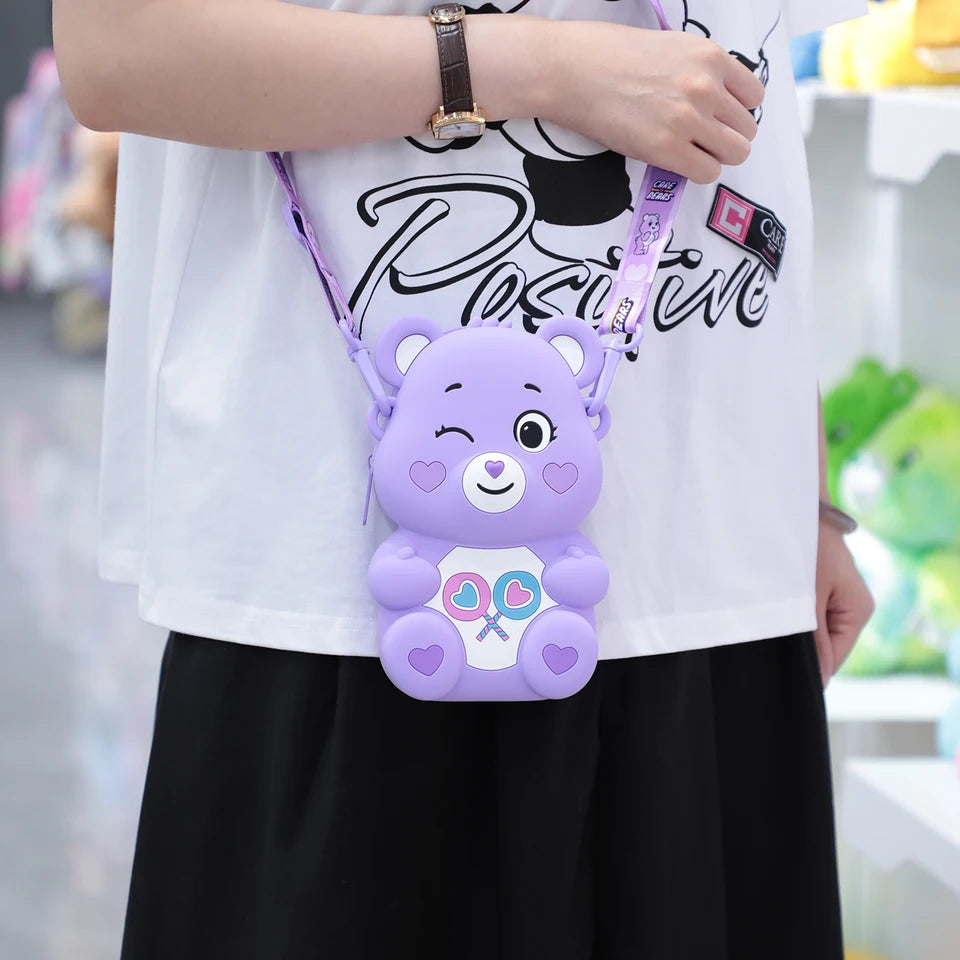 Care Bears Silicone Crossbody Bag Cute Cartoon Doll Storage Purse Coin Pouch Phone Bag Mini Single Shoulder Backpack Kawaii Gift