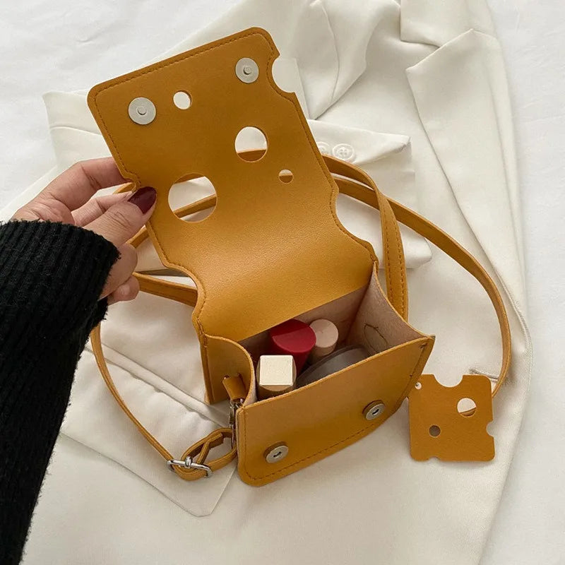 New Arrival Cute Mini Cheese Triangle Lipstick Headphone Crossbody Coin Purse - Unique Design for Home Use and Convenience