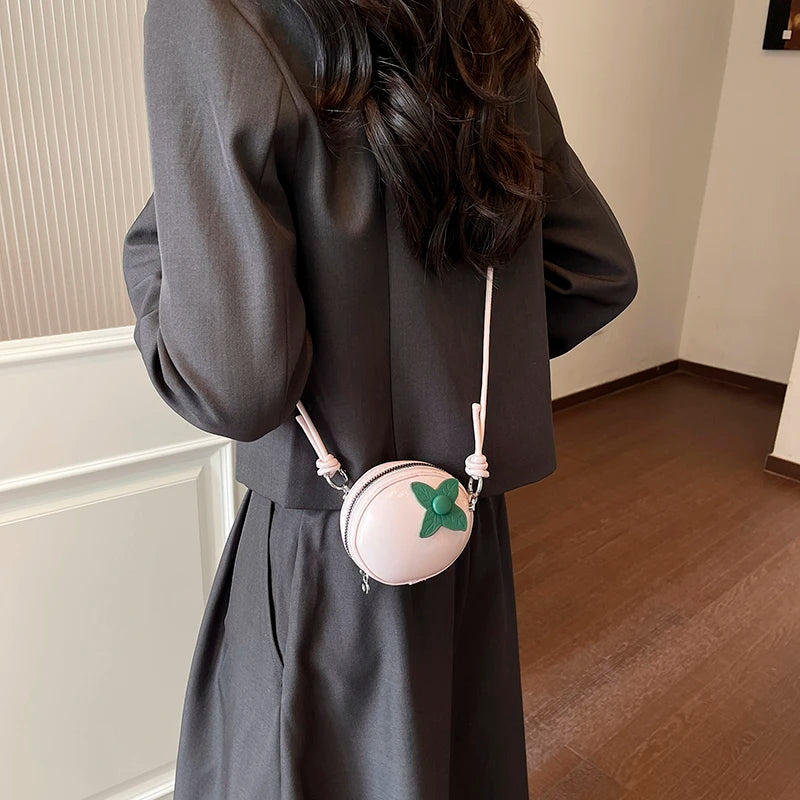 Cute Tomato Shape Mini Crossbody Bag Women Novelty Fruit Design Coin Purse Small PU Leather Shoulder Bag for Girls