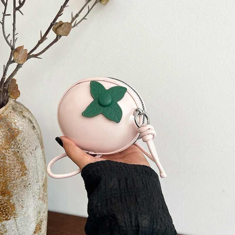Cute Tomato Shape Mini Crossbody Bag Women Novelty Fruit Design Coin Purse Small PU Leather Shoulder Bag for Girls