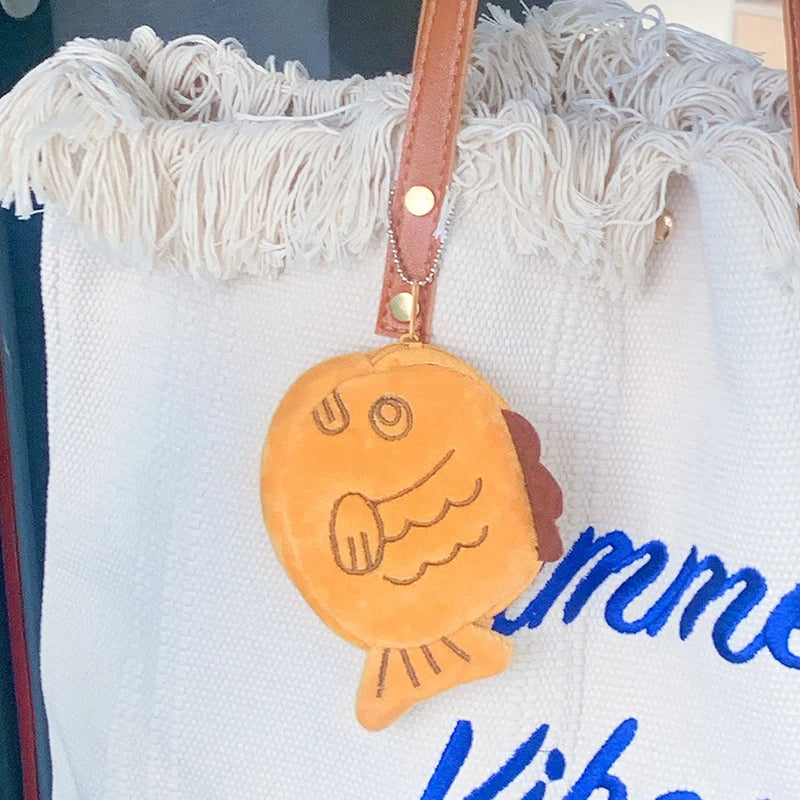 Cute Taiyaki Plush Coin Purse Women Fish Wallet Money Card Key Earphone Pouch Zipper Bag for Small Things Kid Gift