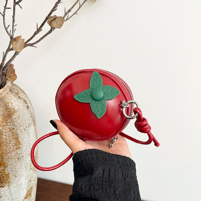 Cute Tomato Shape Mini Crossbody Bag Women Novelty Fruit Design Coin Purse Small PU Leather Shoulder Bag for Girls