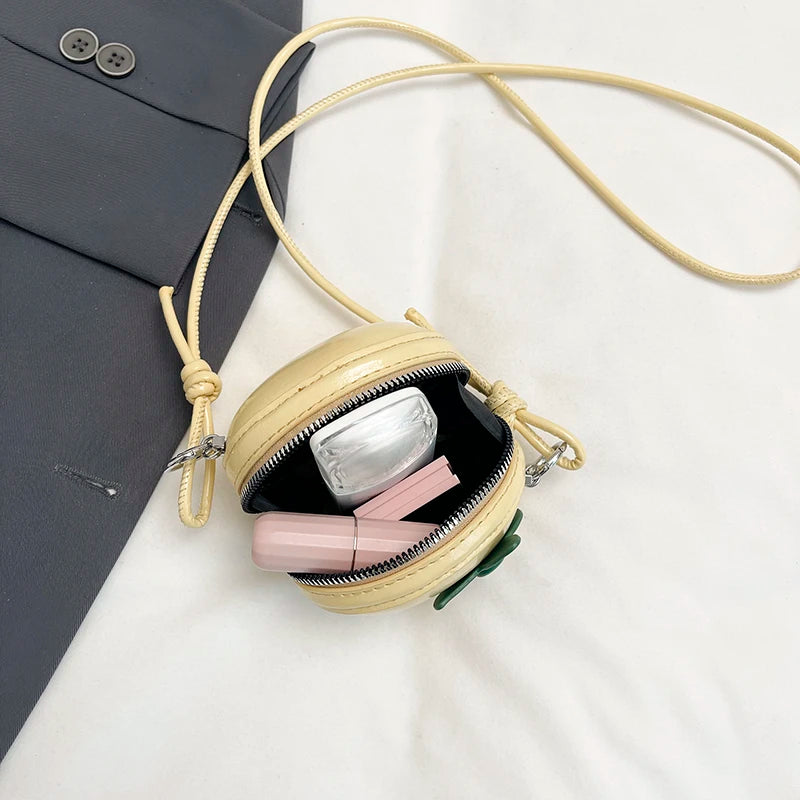 Cute Tomato Shape Mini Crossbody Bag Women Novelty Fruit Design Coin Purse Small PU Leather Shoulder Bag for Girls