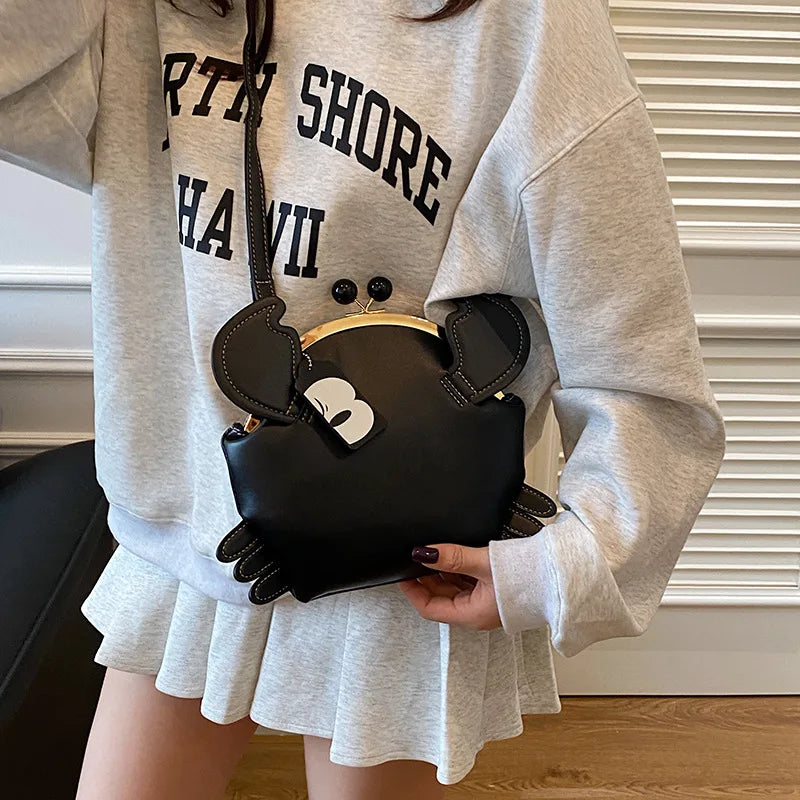 Cartoon Crab Shape Handbag with Crab Coin Purse Crossbody Bag Crayfish Shells Clip Purse Detachable Shoulder Bag Women's Satchel