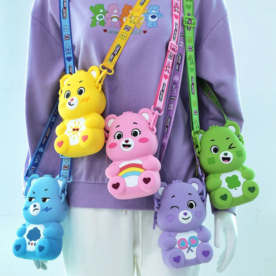 Care Bears Silicone Crossbody Bag Cute Cartoon Doll Storage Purse Coin Pouch Phone Bag Mini Single Shoulder Backpack Kawaii Gift