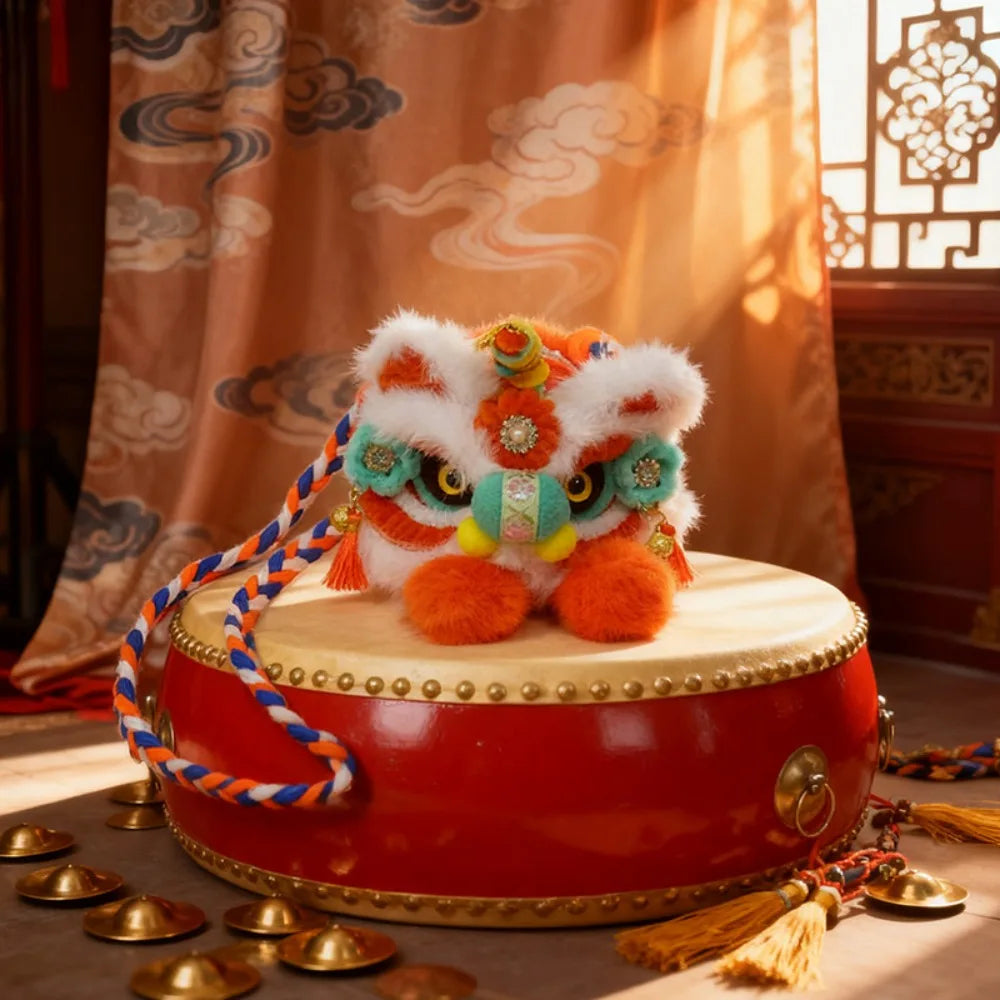 New Handmade Kintted New Year Shoulder Bag Personality Spring Festival Coin Purse Red Color Children's Lion Bag