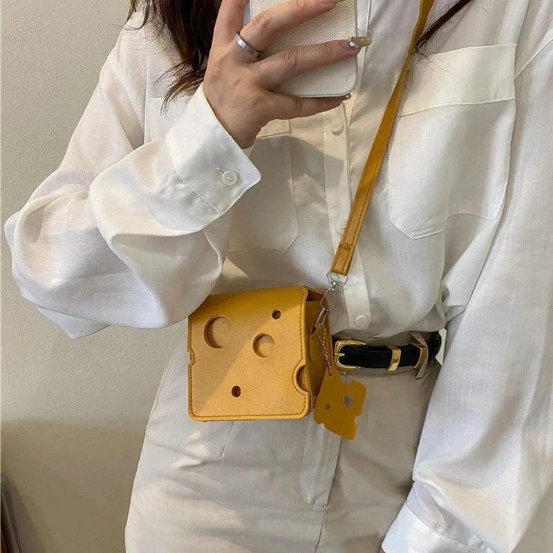 New Arrival Cute Mini Cheese Triangle Lipstick Headphone Crossbody Coin Purse - Unique Design for Home Use and Convenience