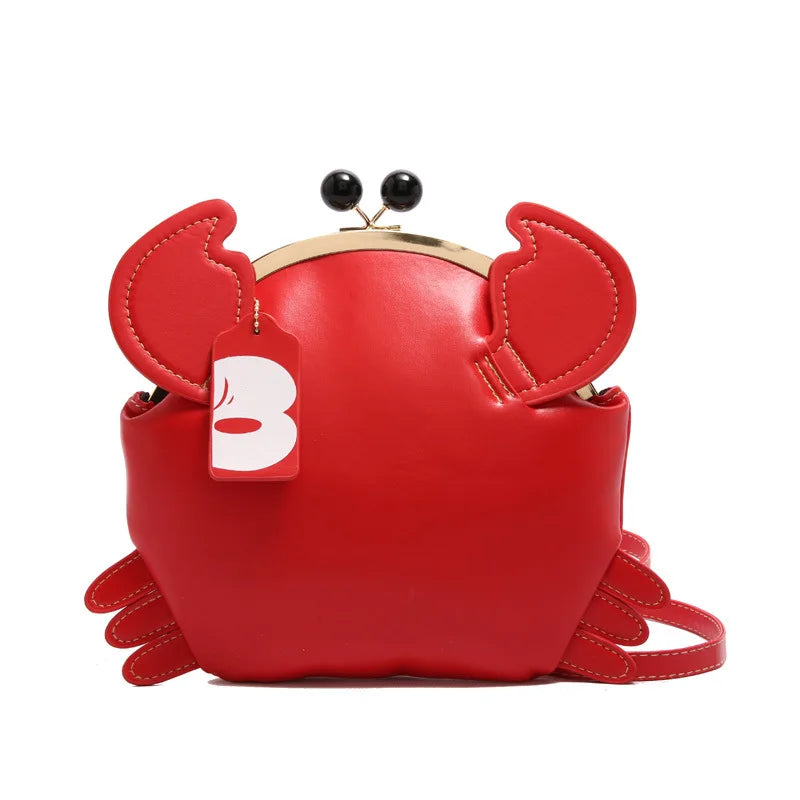 Cartoon Crab Shape Handbag with Crab Coin Purse Crossbody Bag Crayfish Shells Clip Purse Detachable Shoulder Bag Women's Satchel