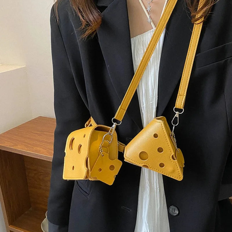 New Arrival Cute Mini Cheese Triangle Lipstick Headphone Crossbody Coin Purse - Unique Design for Home Use and Convenience