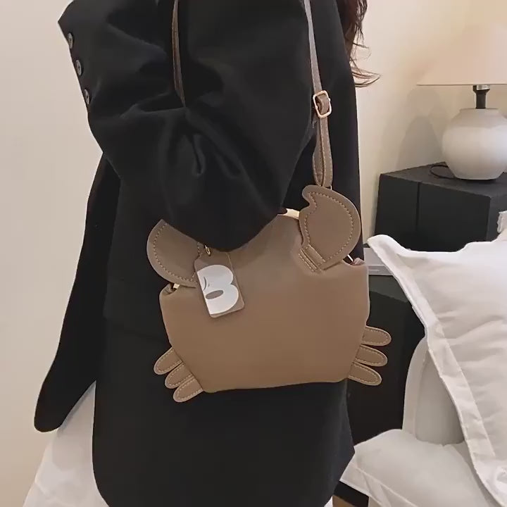Cartoon Crab Shape Handbag with Crab Coin Purse Crossbody Bag Crayfish Shells Clip Purse Detachable Shoulder Bag Women's Satchel